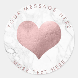 PixDezines HEART FAUX ROSE GOLD+MARBLE Classic Round Sticker