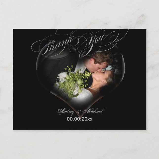 PixDezines Heart Photo Frame/Wedding Thank you Postcard (Front)