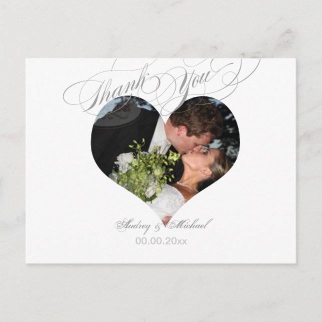 PixDezines Heart Photo Frame/Wedding Thank you Postcard (Front)
