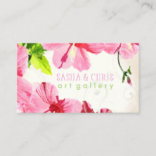 PixDezines hibiscus/digital watercolor/aged paper Business Card