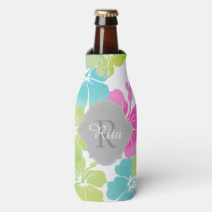 PixDezines hibiscus/DIY background Bottle Cooler