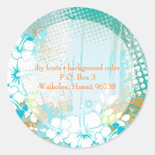 PixDezines hibiscus/diy background colour Classic Round Sticker