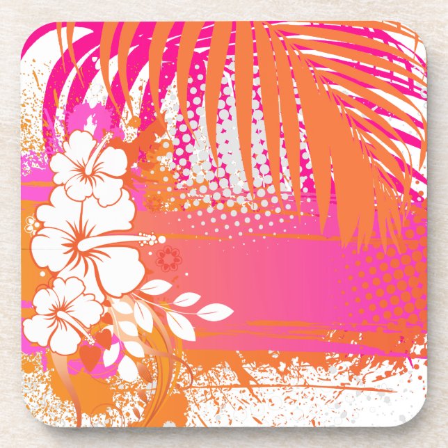 PixDezines hibiscus/DIY background colour Coaster (Front)