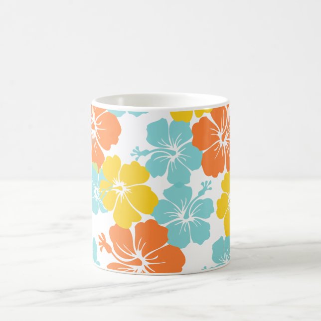 PixDezines hibiscus/diy background colour Coffee Mug (Center)
