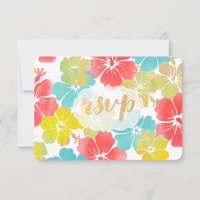 PixDezines hibiscus/floral/rsvp RSVP Card (Front)