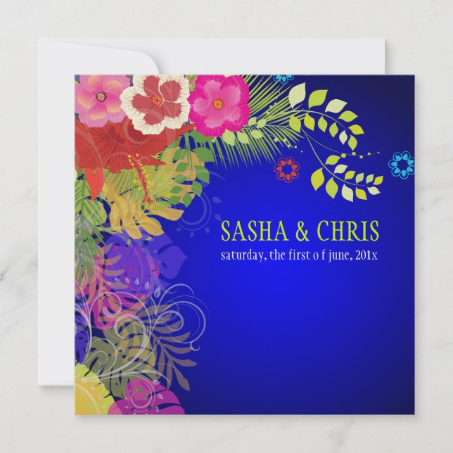 PixDezines Hibiscus+monstera/yellow+fuschia Invitation (Front)