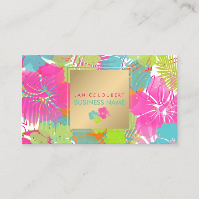 PixDezines hibiscus/rainforest/DIY background Business Card (Front)