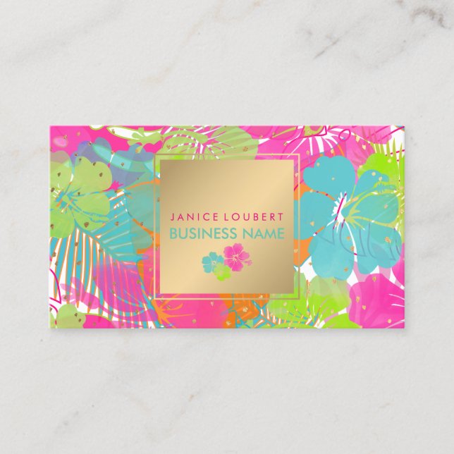 PixDezines hibiscus/rainforest/DIY background Business Card (Front)