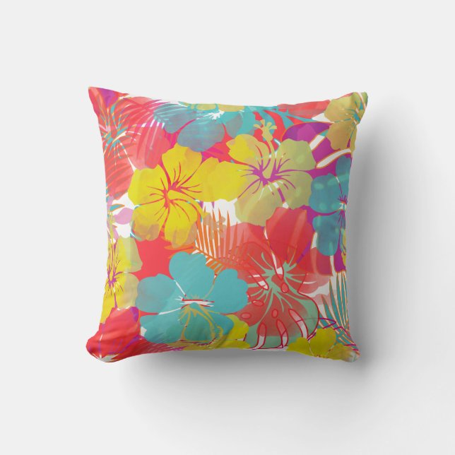 PixDezines Hibiscus/Rainforest/DIY Background Cushion (Front)