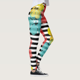 PixDezines Hibiscus/Yellow/Orange/Aqua/DIY Bckgrnd Leggings