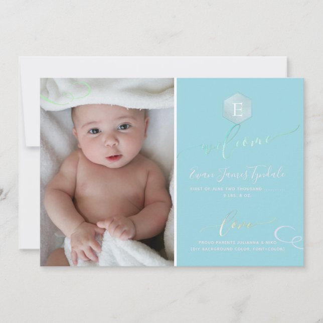 PixDezines Honeycomb Birth Announcement, Boy Announcement (Front)