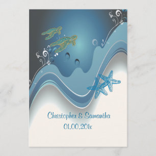 PixDezines honu+waves/diy background Invitation