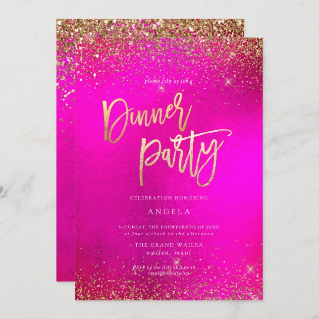 PixDezines Hot+Flash Faux Glitters Invitation (Front/Back)