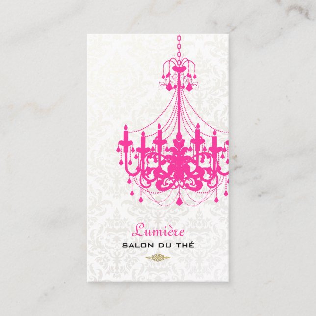 PixDezines hot pink chandelier/DIY colour Business Card (Front)