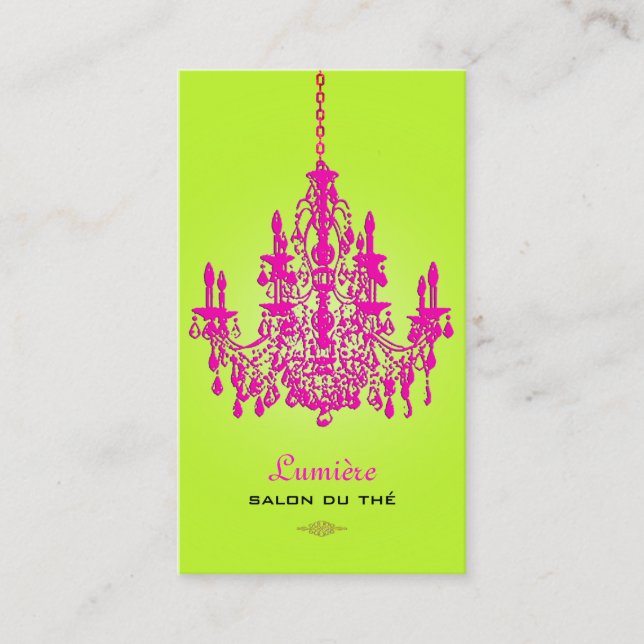 PixDezines hot pink crystal chandelier/DIY colour Business Card (Front)