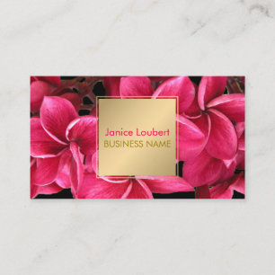 PixDezines Hot Pink Kona Plumeria/Faux Gold Business Card