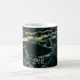 PixDezines HUNTER GREEN MARBLE+FAUX GOLD VEINS Coffee Mug