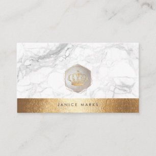 PIXDEZINES IMPERIAL CROWN   MARBLE FAUX GOLD BUSINESS CARD