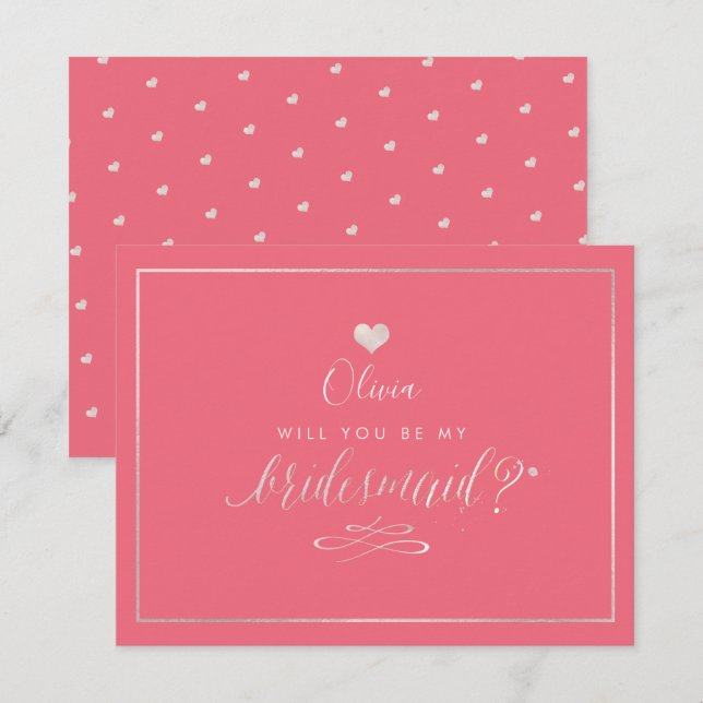 PixDezines Iridescent Blush Pink, Bridesmaid Invitation (Front/Back)