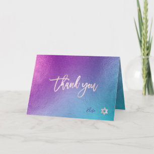 PixDezines Iridescent Ombre Blue Viol ✡ Thank You Card