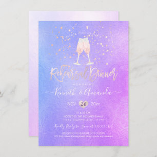 PixDezines Iridescent Rehearsal Dinner Champagne Invitation