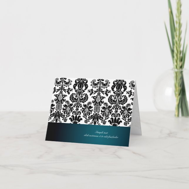 PixDezines Isabella Damask, teal Card (Front)