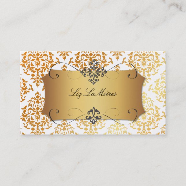 PixDezines Josephine Damask/DIY background colour Business Card (Front)