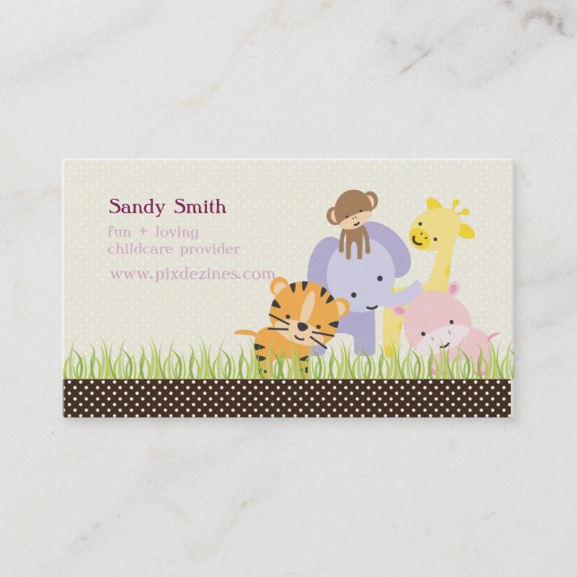 PixDezines Jungle of Fun Daycare Business Card (Front)