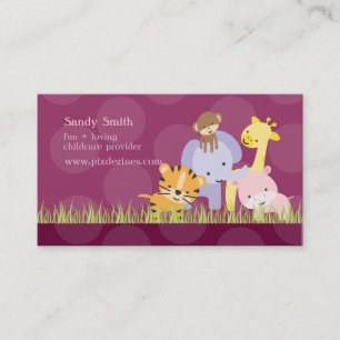 PixDezines Jungle of Fun Daycare, custom color Business Card