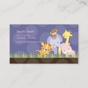 PixDezines Jungle of Fun Daycare, custom colour Business Card