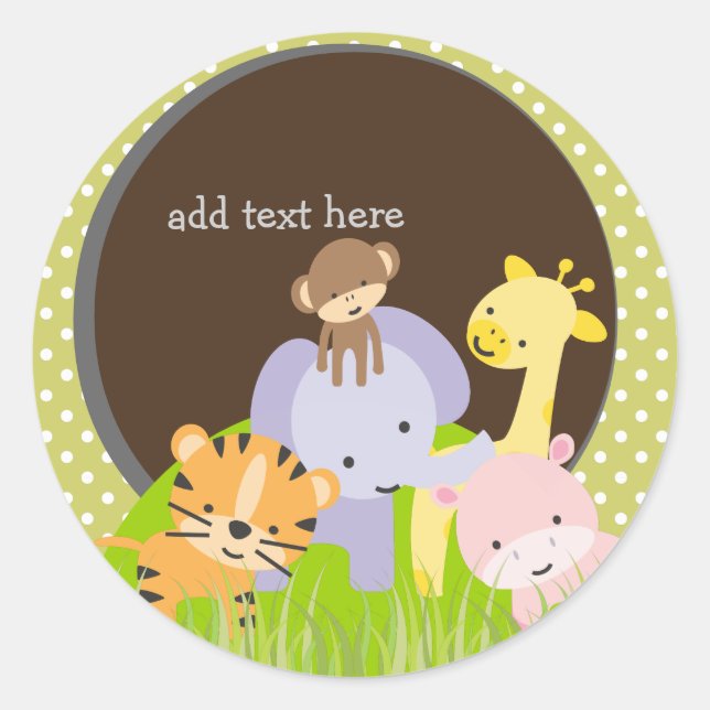 PixDezines Jungle stickers//DIY background colour Classic Round Sticker (Front)
