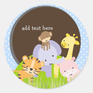 PixDezines Jungle stickers//DIY background colour Classic Round Sticker