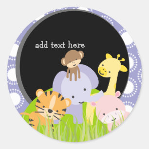 PixDezines Jungle Theme stickers/add monogram Classic Round Sticker