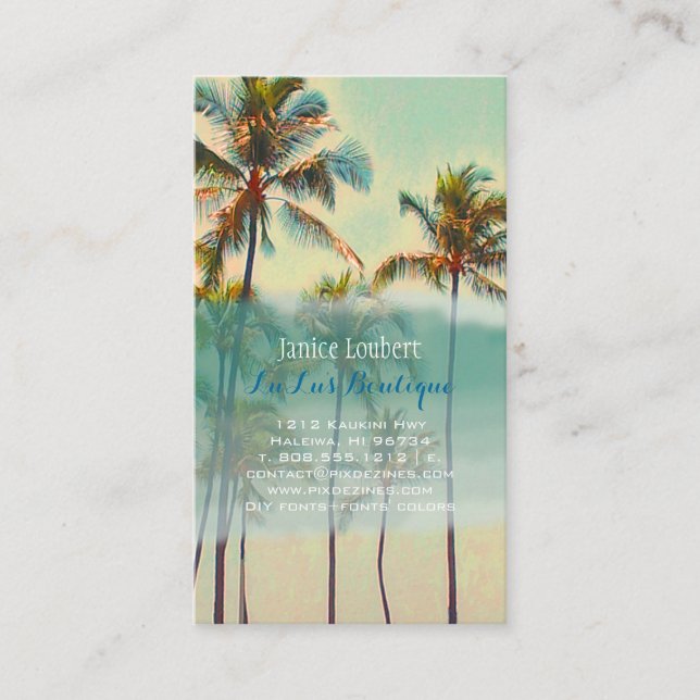 PixDezines kailua bay/vintage hawaiian beach Business Card (Front)