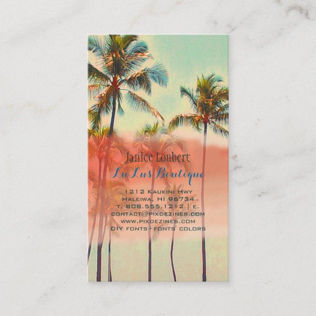 PixDezines kailua bay/vintage hawaiian beach Business Card (Front)