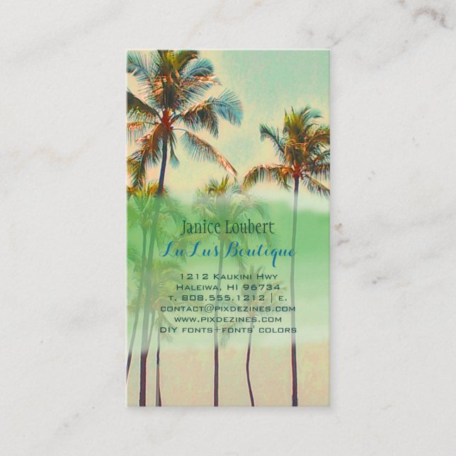 PixDezines kailua bay/vintage hawaiian beach Business Card (Front)