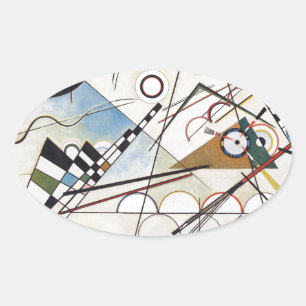 PixDezines Kandinsky 1923 Composition VIII Oval Sticker