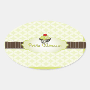 PixDezines key lime cupcake+lattice/DIY colour Oval Sticker