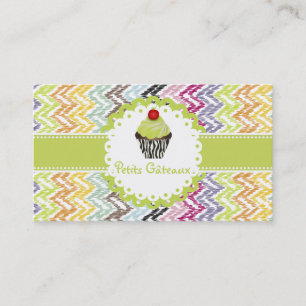 PixDezines keylime cupcake+ikat chevron Business Card