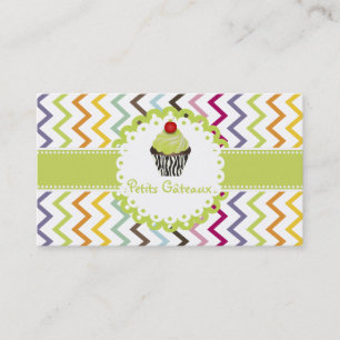 PixDezines keylime swirls cupcake+chevron Business Card