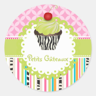 PixDezines keylime swirls cupcake/DIY colour Classic Round Sticker