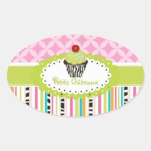 PixDezines keylime  swirls cupcake/DIY colour Oval Sticker