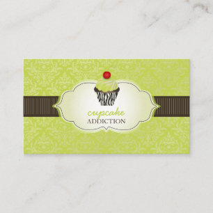 PixDezines keylime swirls cupcake/pinstripes/DIY Business Card