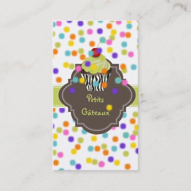 PixDezines keylime swirls cupcake+sprinkles Business Card (Front)
