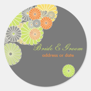 PixDezines Kiku (chrysanthemum), citrus colour Classic Round Sticker