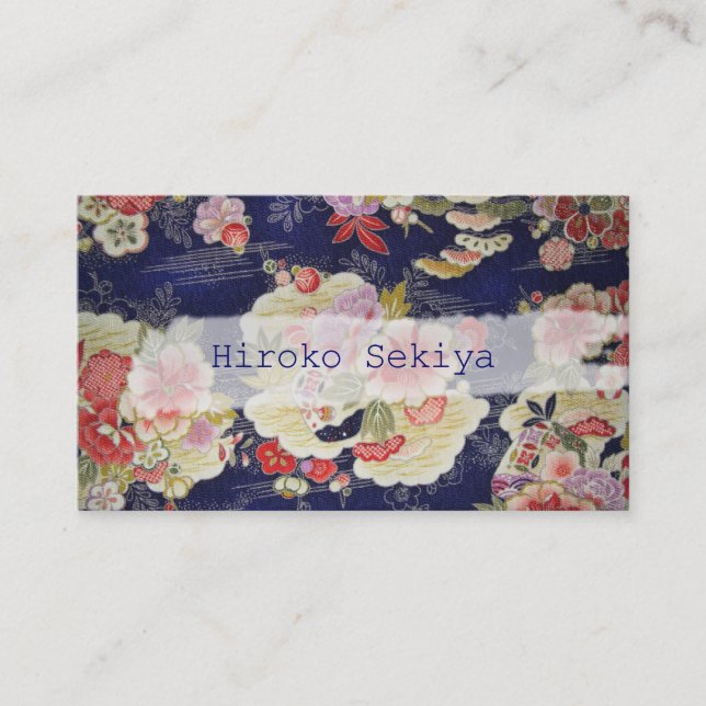 PixDezines kimono/faux chirimen/orleanders Business Card (Front)