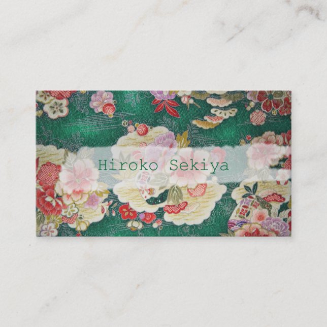 PixDezines kimono/faux chirimen/orleanders Business Card (Front)