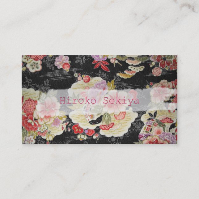 PixDezines kimono/faux chirimen/orleanders Business Card (Front)