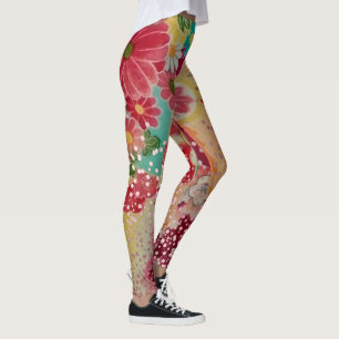 PixDezines Kimono/Peonies/Cherry Blossoms Leggings