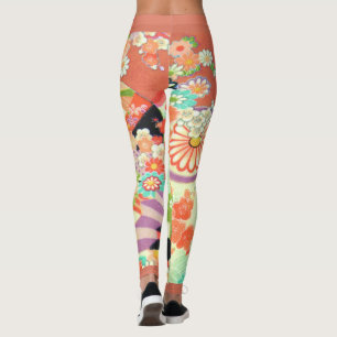 PixDezines Kimono/Peonies/Cherry Blossoms Leggings